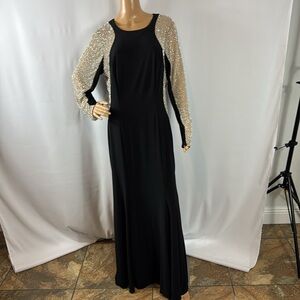 PLUS "GEORGIA" LONG SLEEVE CAVIAR BEADED SLEEVE JERSEY KNIT HOURGLASS DRESS, 14W